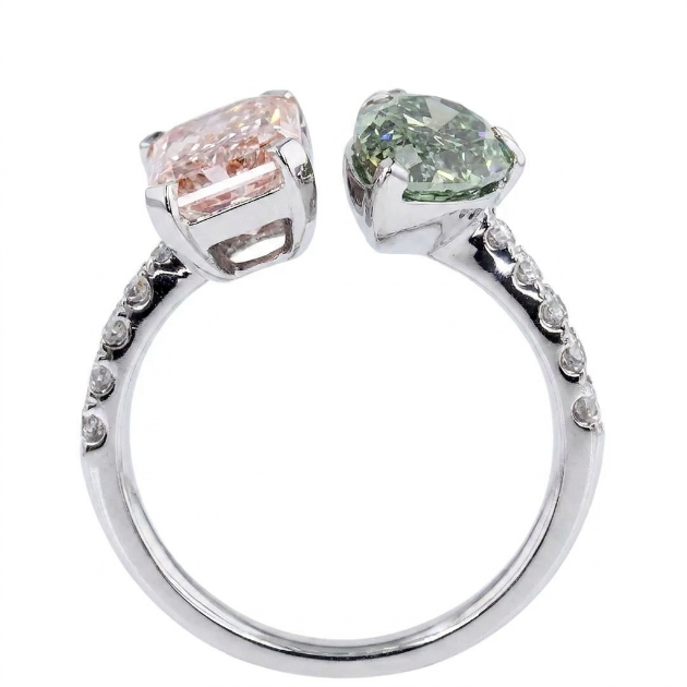 4.29 ct. Pink/Green Lab Diamond 2-Piece Ring