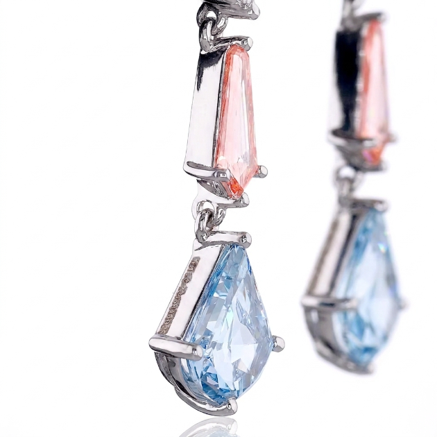 3.52 ct. Blue Lab Diamond Drop Earrings