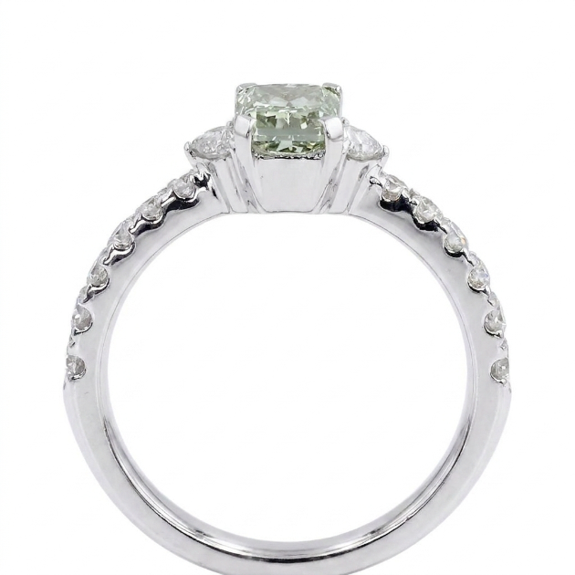 1.01 ct. Green Lab Diamond Side Stone Ring