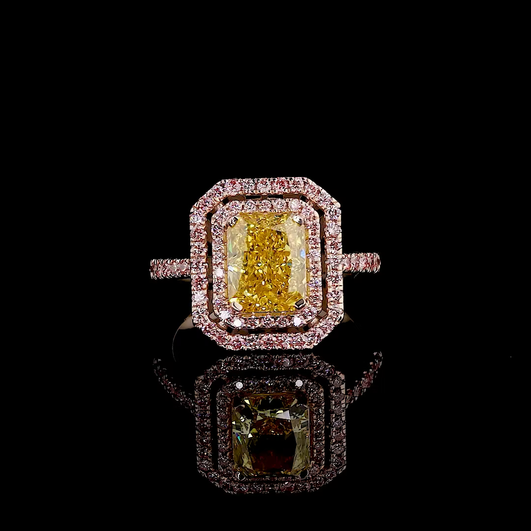3.02 ct. Yellow Lab Diamond Halo Ring