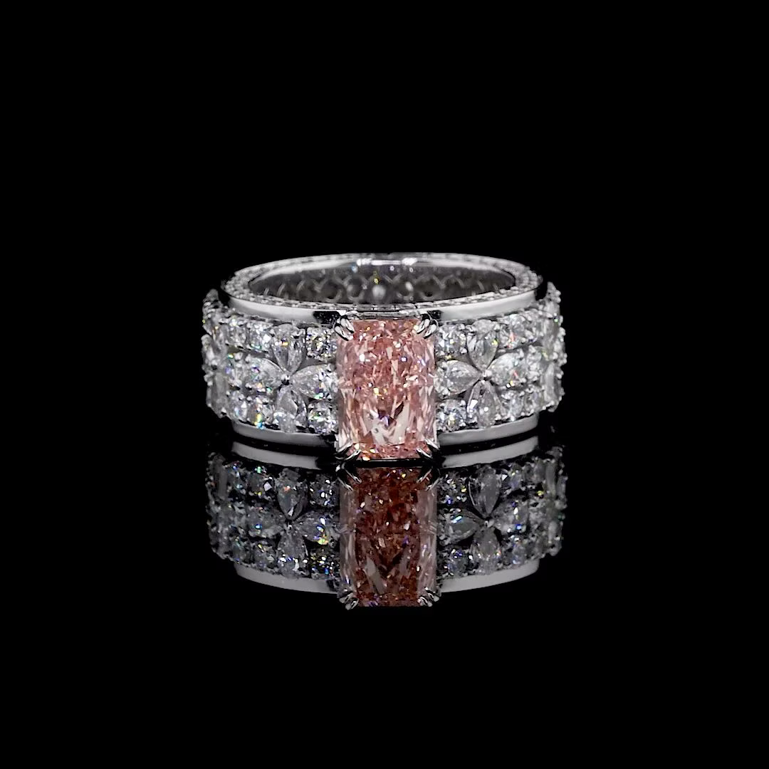 2.50 ct. Pink Lab Diamond Pavé Ring
