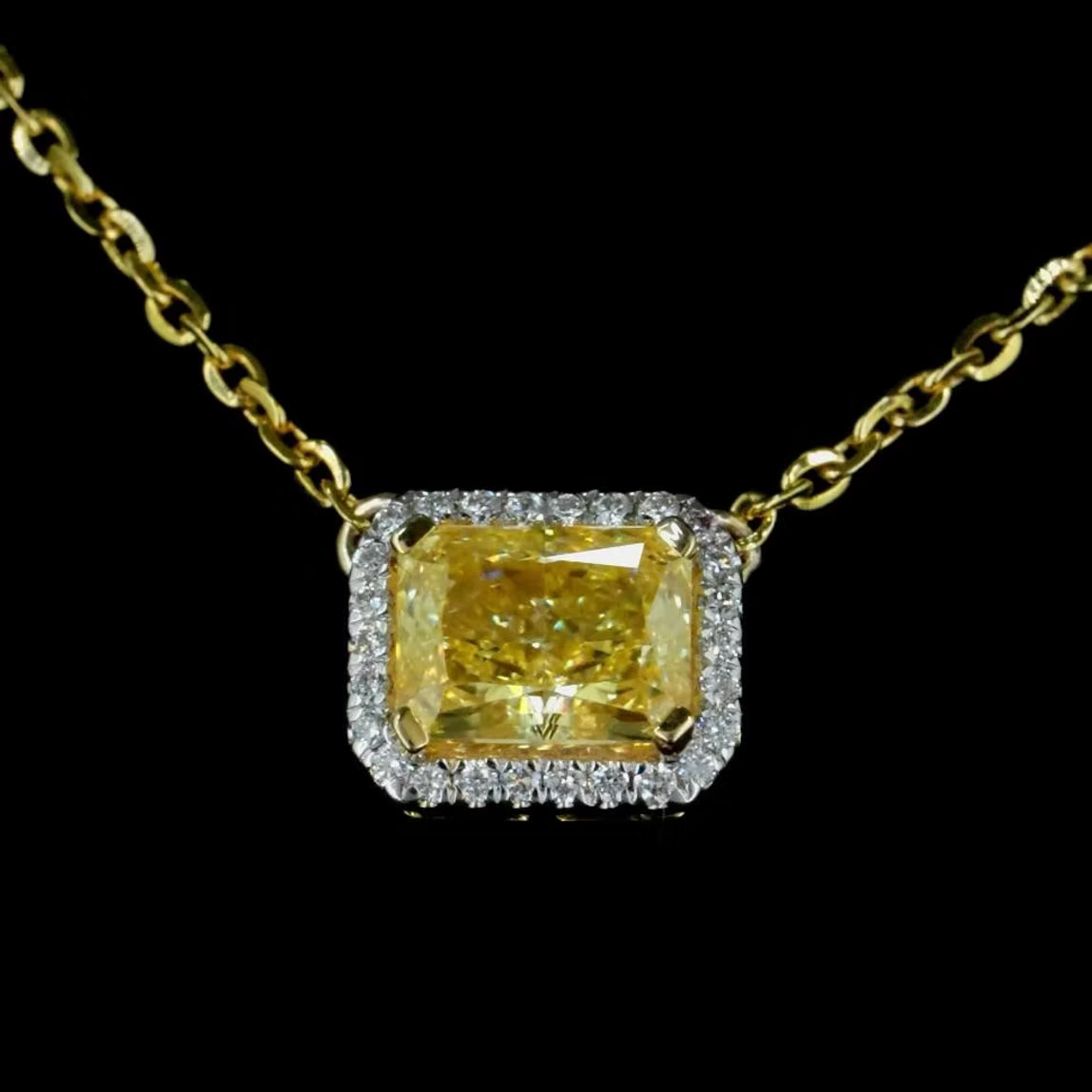 1.29 ct. Yellow Lab Diamond Halo Pendant