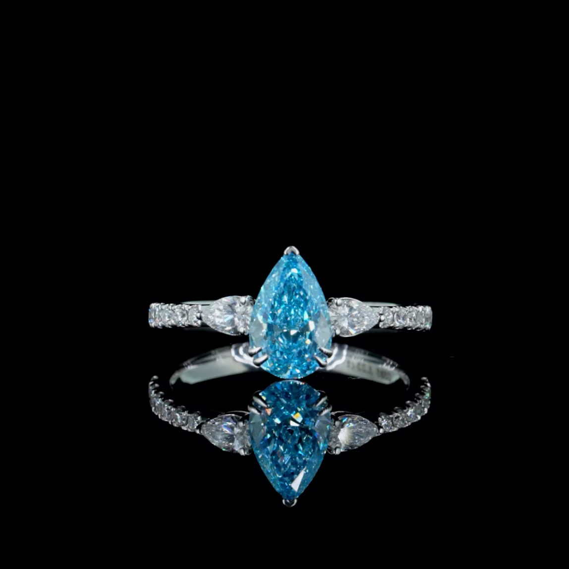 1.23 ct. Blue Lab Diamond Side Stone Ring