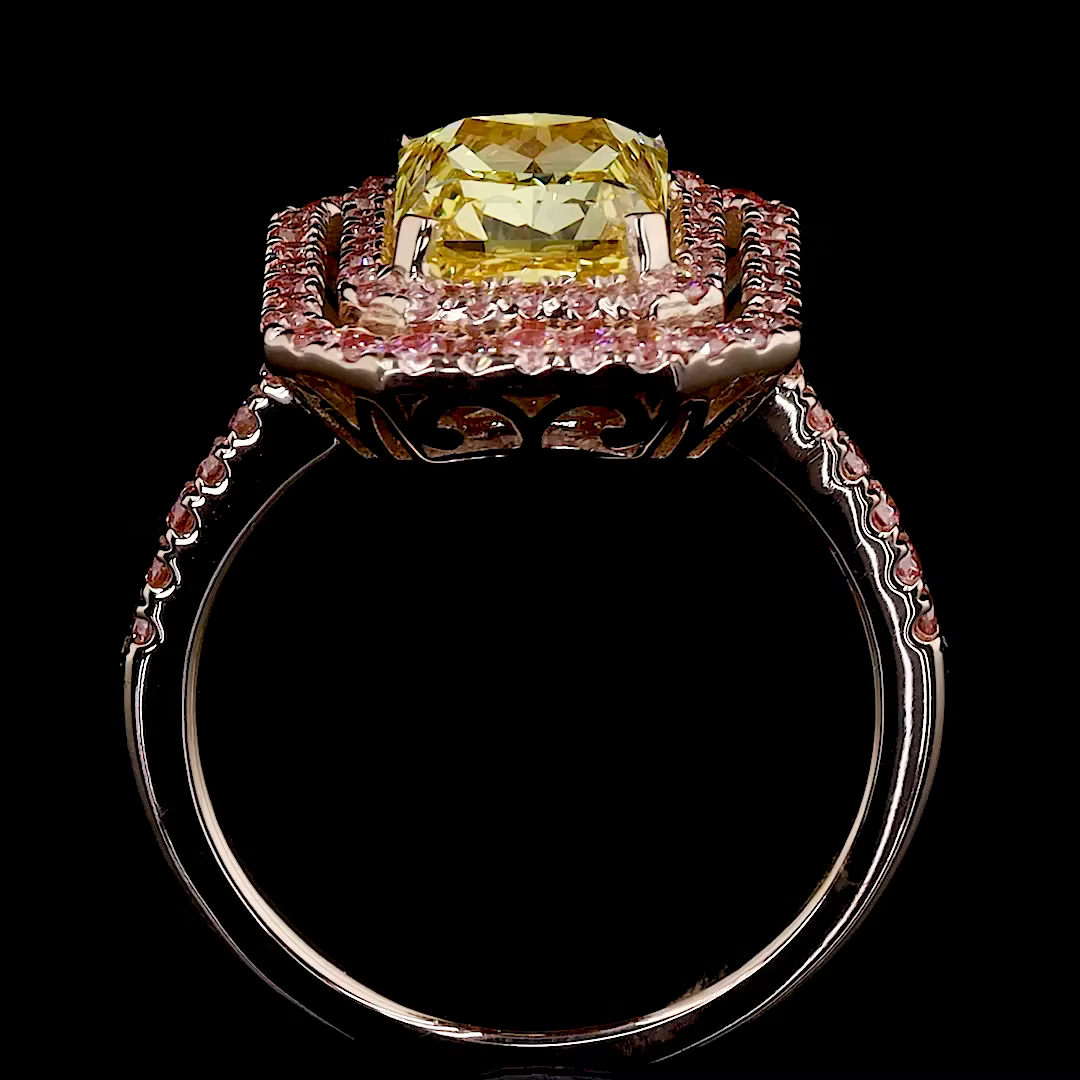 3.02 ct. Yellow Lab Diamond Halo Ring
