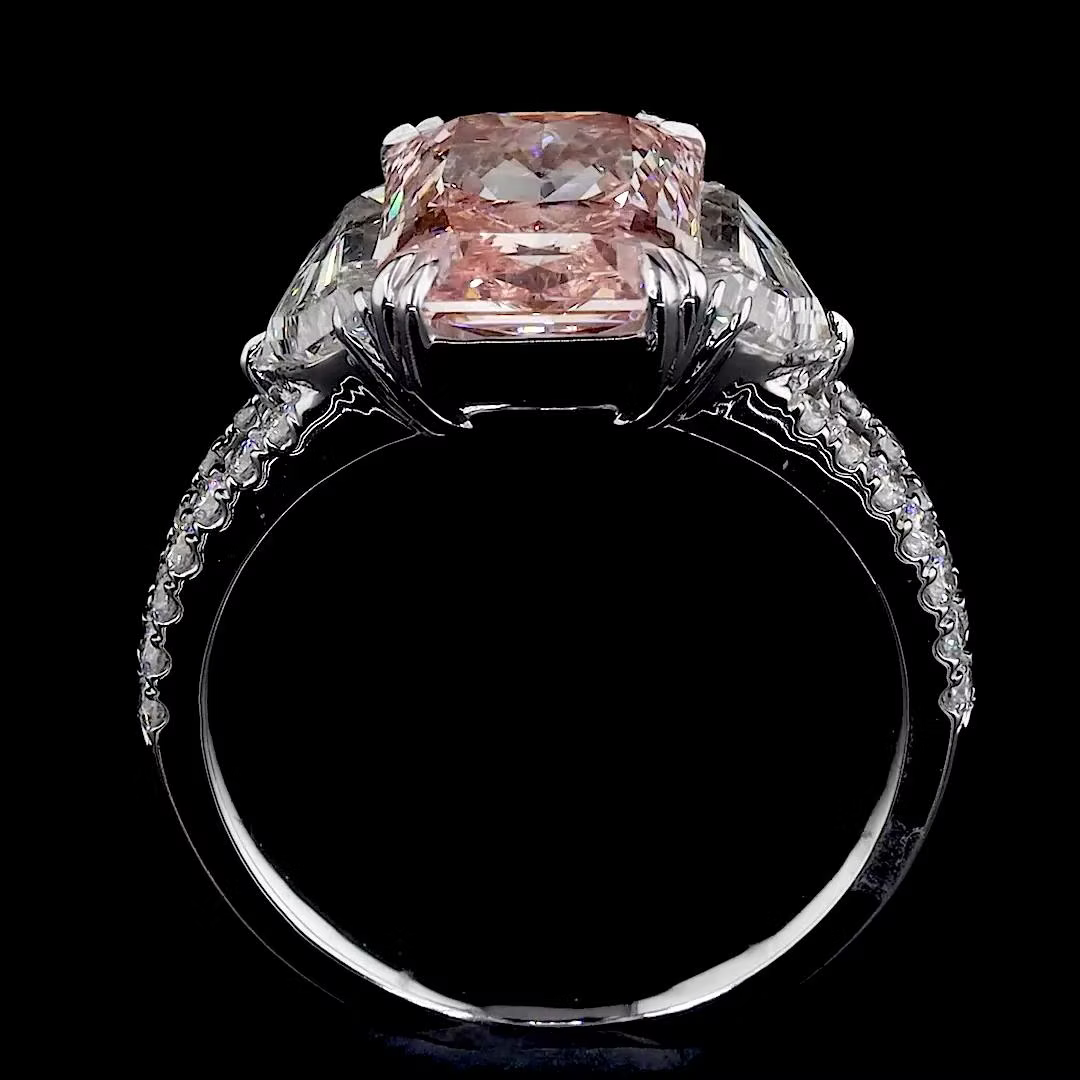 4.3 ct. Pink Lab Diamond Side Stone Ring