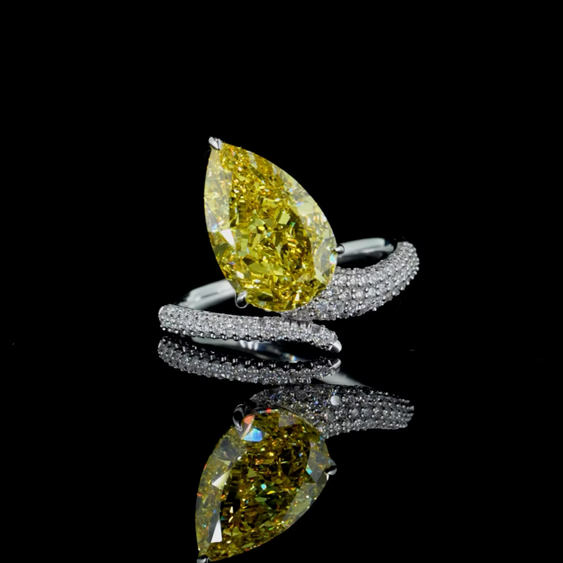 5.5 ct. Yellow Lab Diamond Solitaire(Pavé) Ring