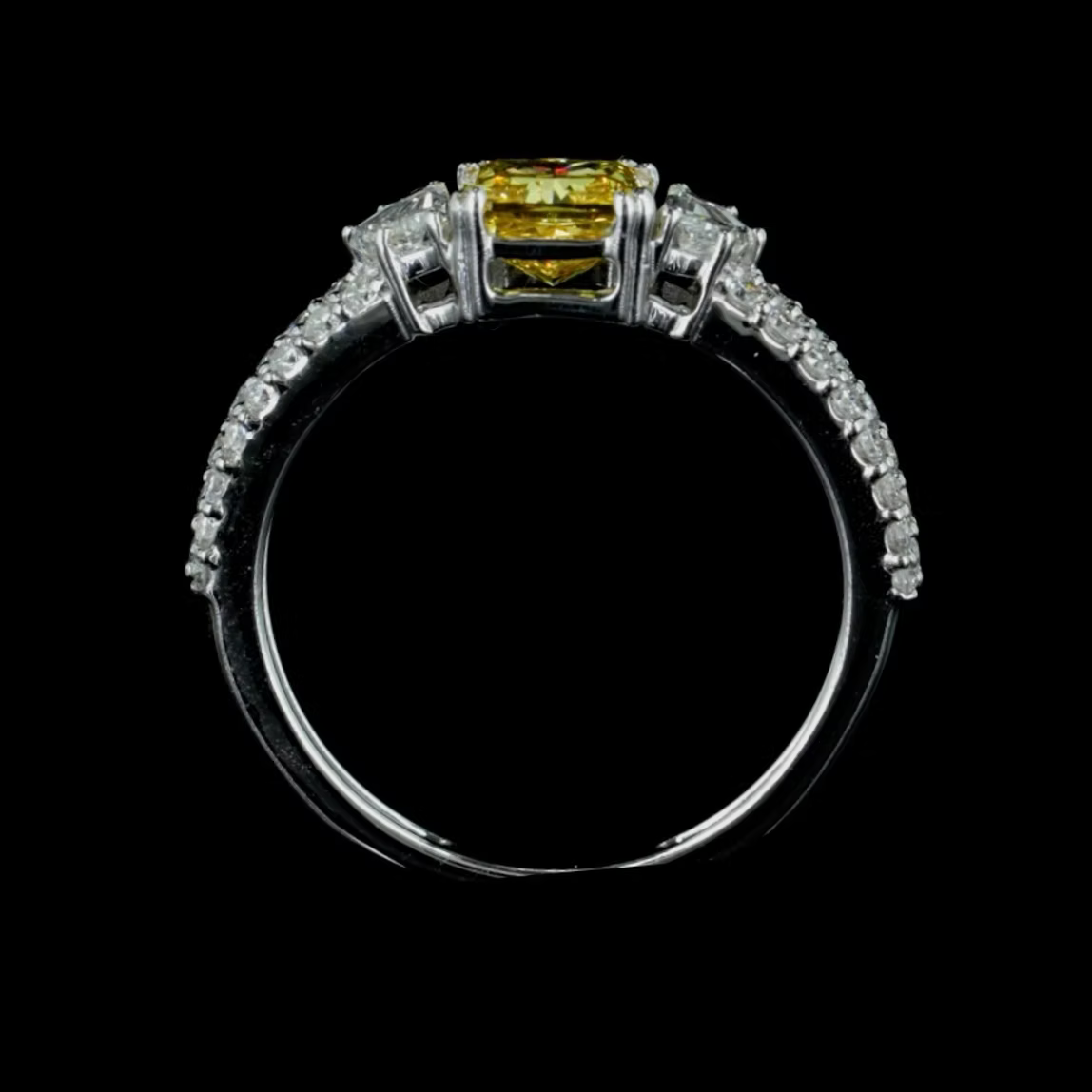 10.02 ct. Yellow Lab Diamond Side-Stone (Pavé) Ring