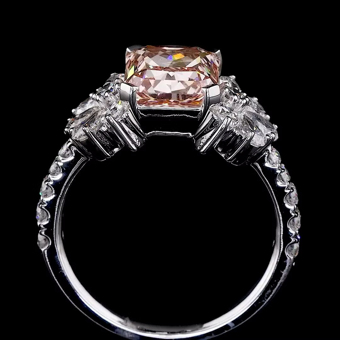 3.2 ct. Pink Lab Diamond Side Stone Ring