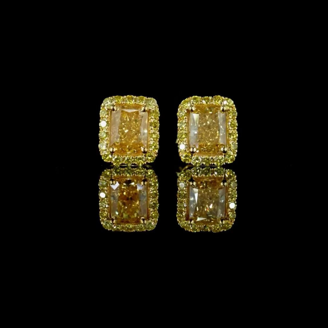 1.30 ct. Yellow Lab Diamond Halo Stud Earrings