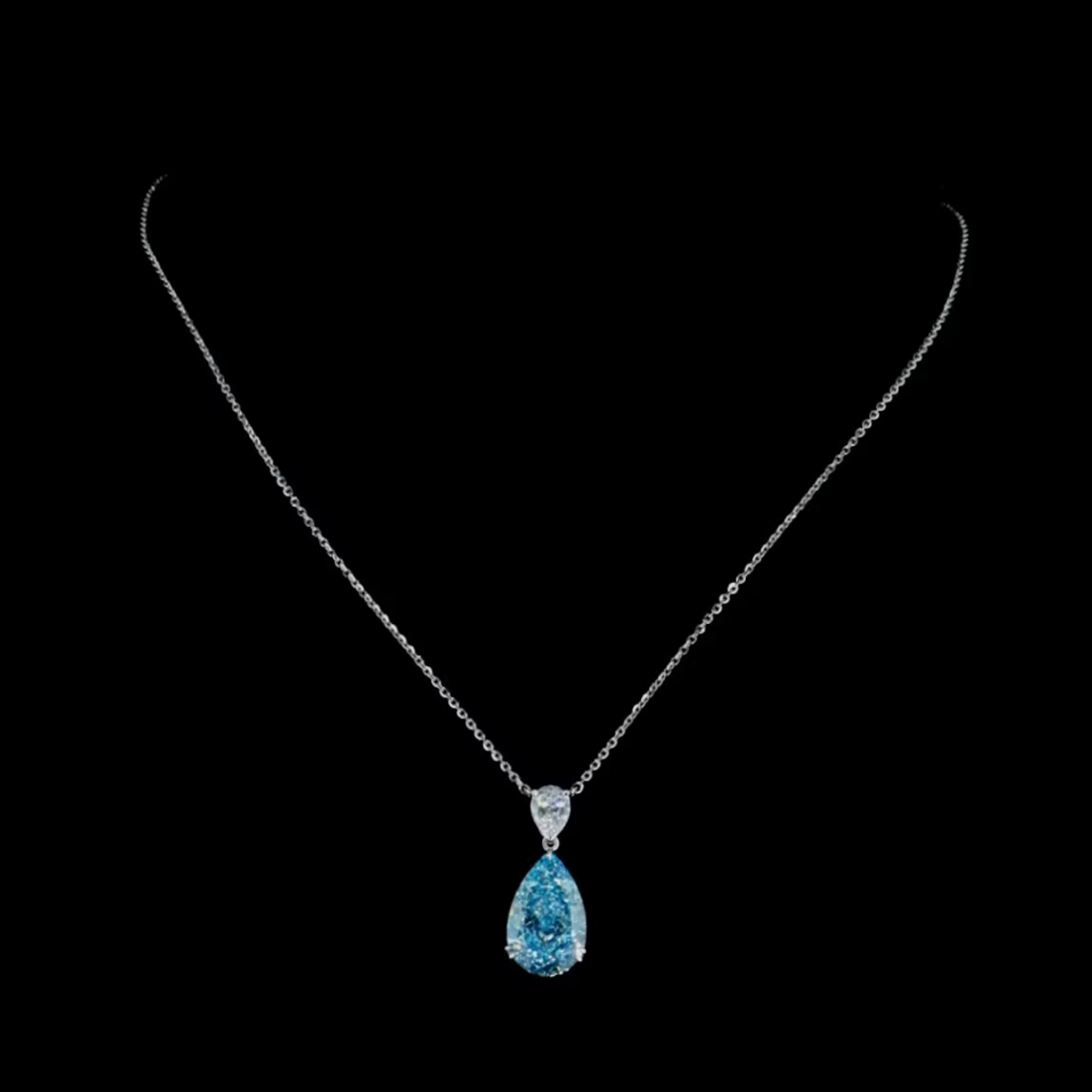 9.06 ct. Blue Lab Diamond Pendant with Chain