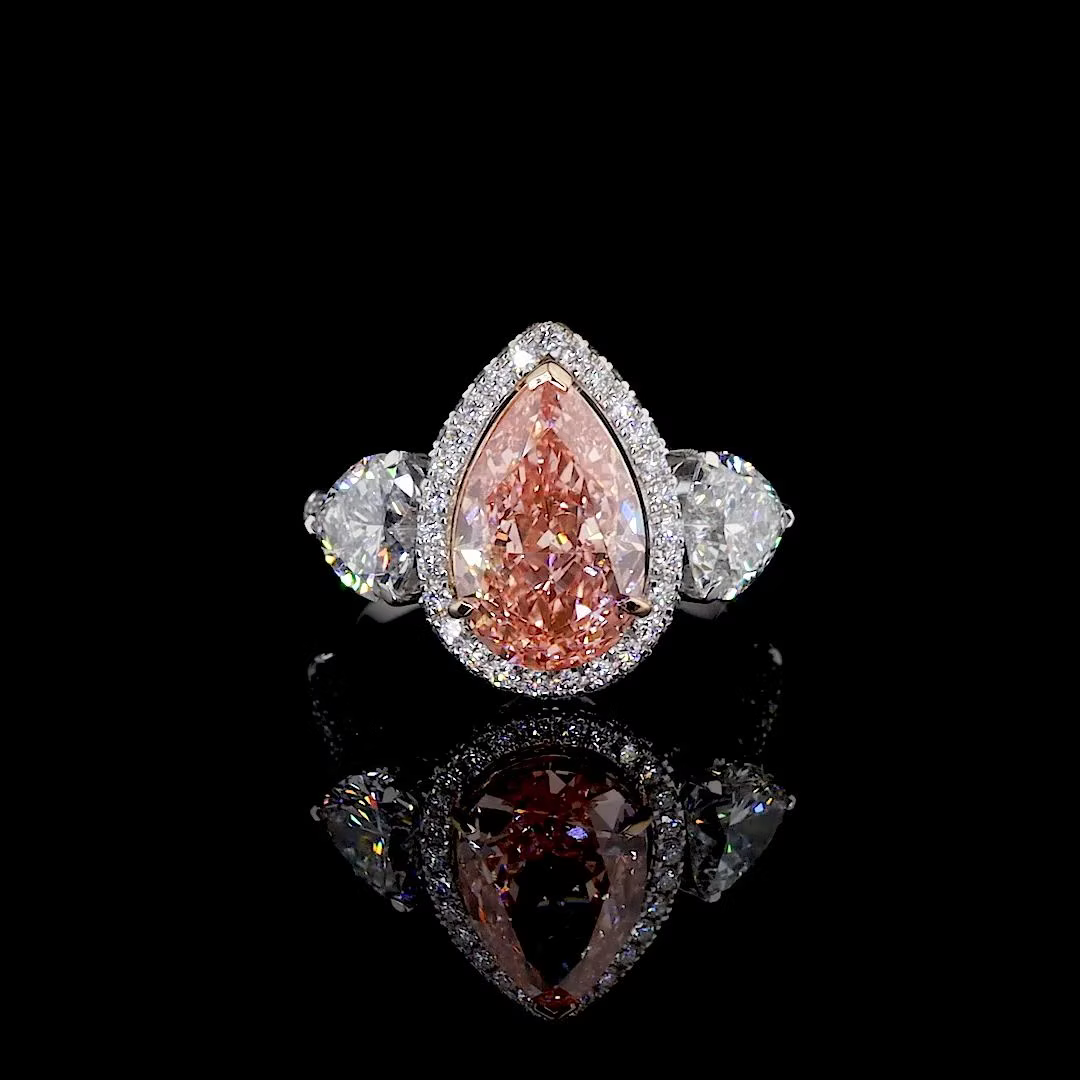 4.02 ct. Pink Lab Diamond Side Stone Ring