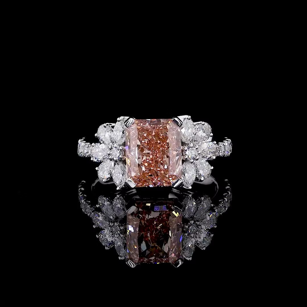 3.2 ct. Pink Lab Diamond Side Stone Ring