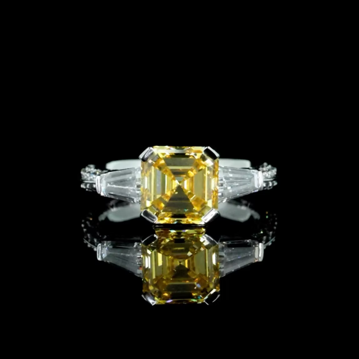 3.05 ct. Yellow Lab Diamond Side Stone Ring