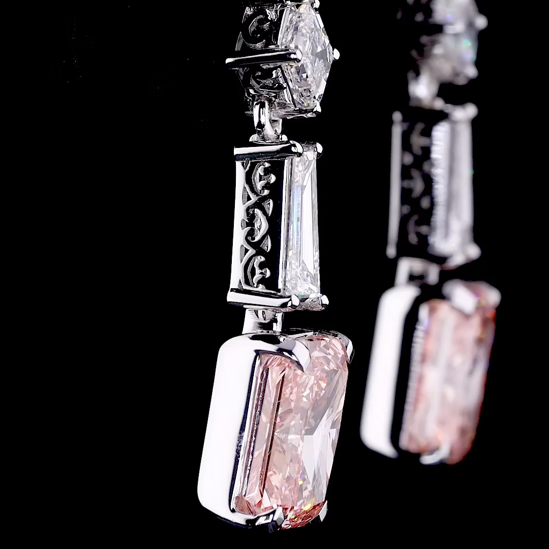 4.06 ct. Pink Lab Diamond Drop Earrings