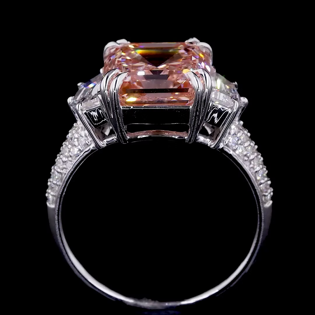 5.02 ct. Pink Lab Diamond Side-Stone Ring