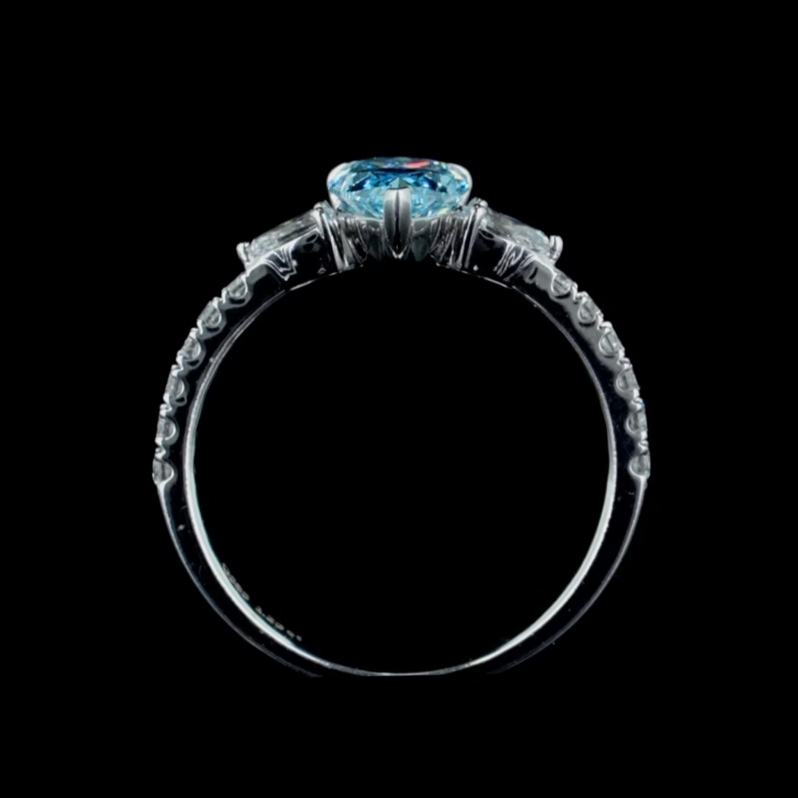 1.23 ct. Blue Lab Diamond Side Stone Ring
