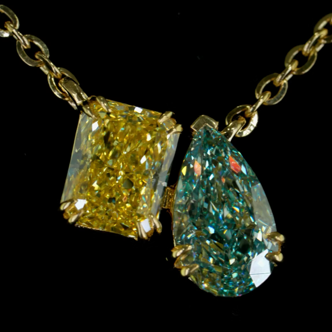 2.08 ct. Blue/Yellow Lab Diamond 2-Piece Pendant