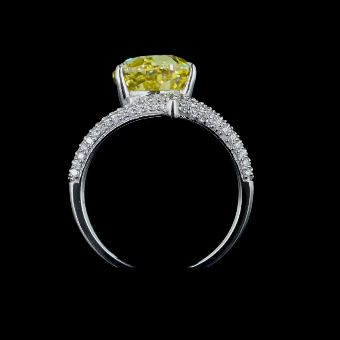 5.5 ct. Yellow Lab Diamond Solitaire(Pavé) Ring