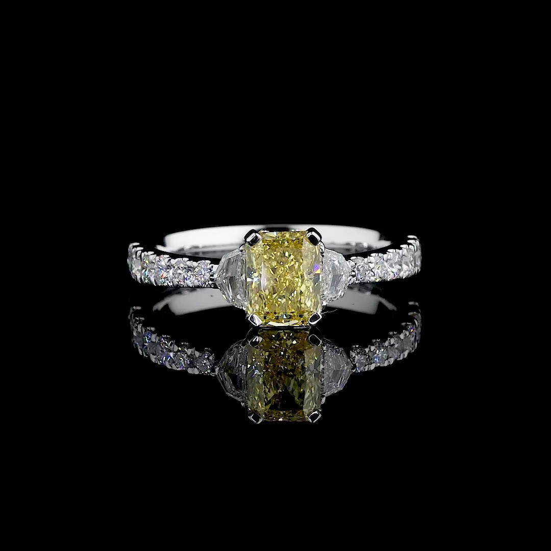 1.04 ct. Yellow Lab Diamond Side Stone Ring
