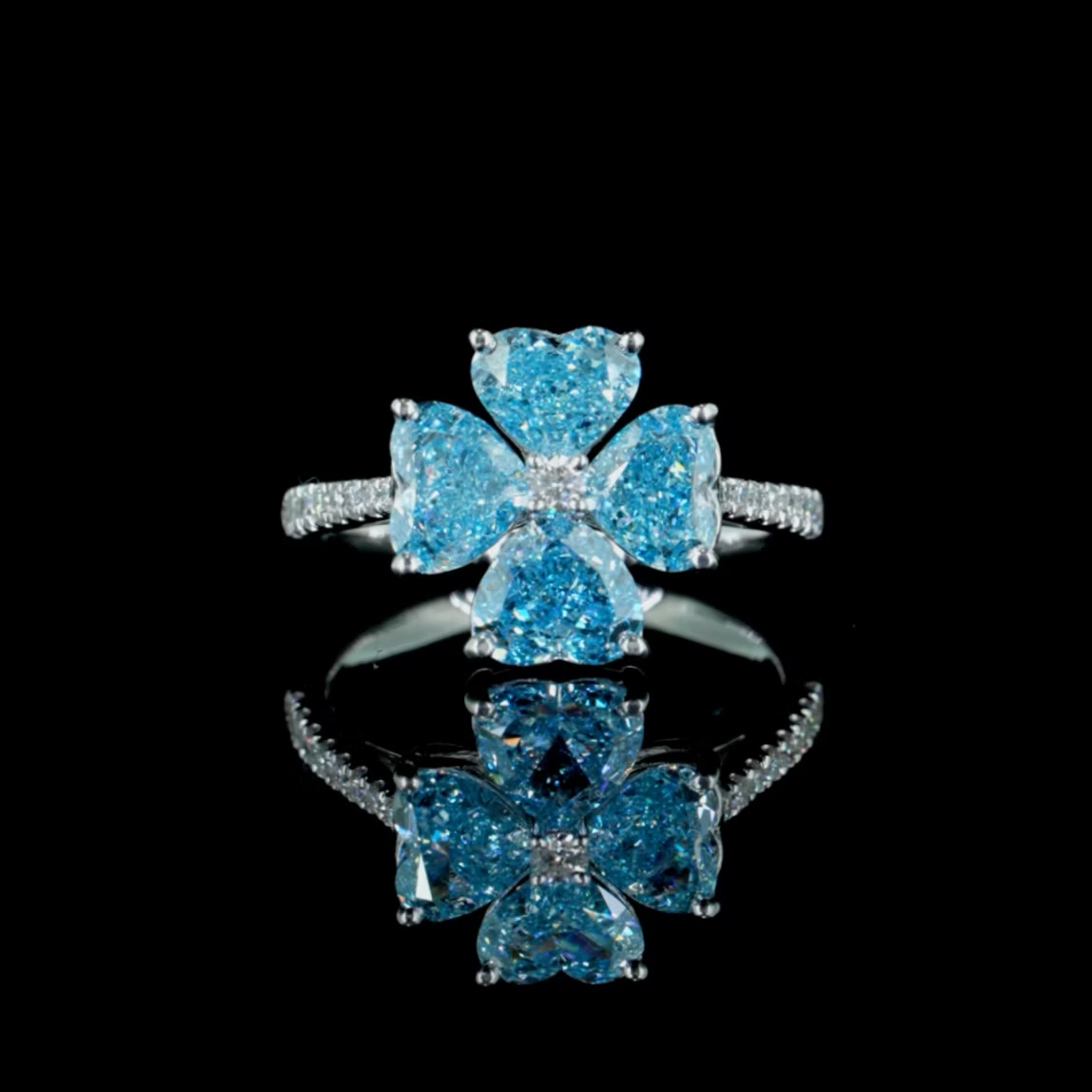 3.38 ct. Blue Lab Diamond 4-Piece Floral Ring