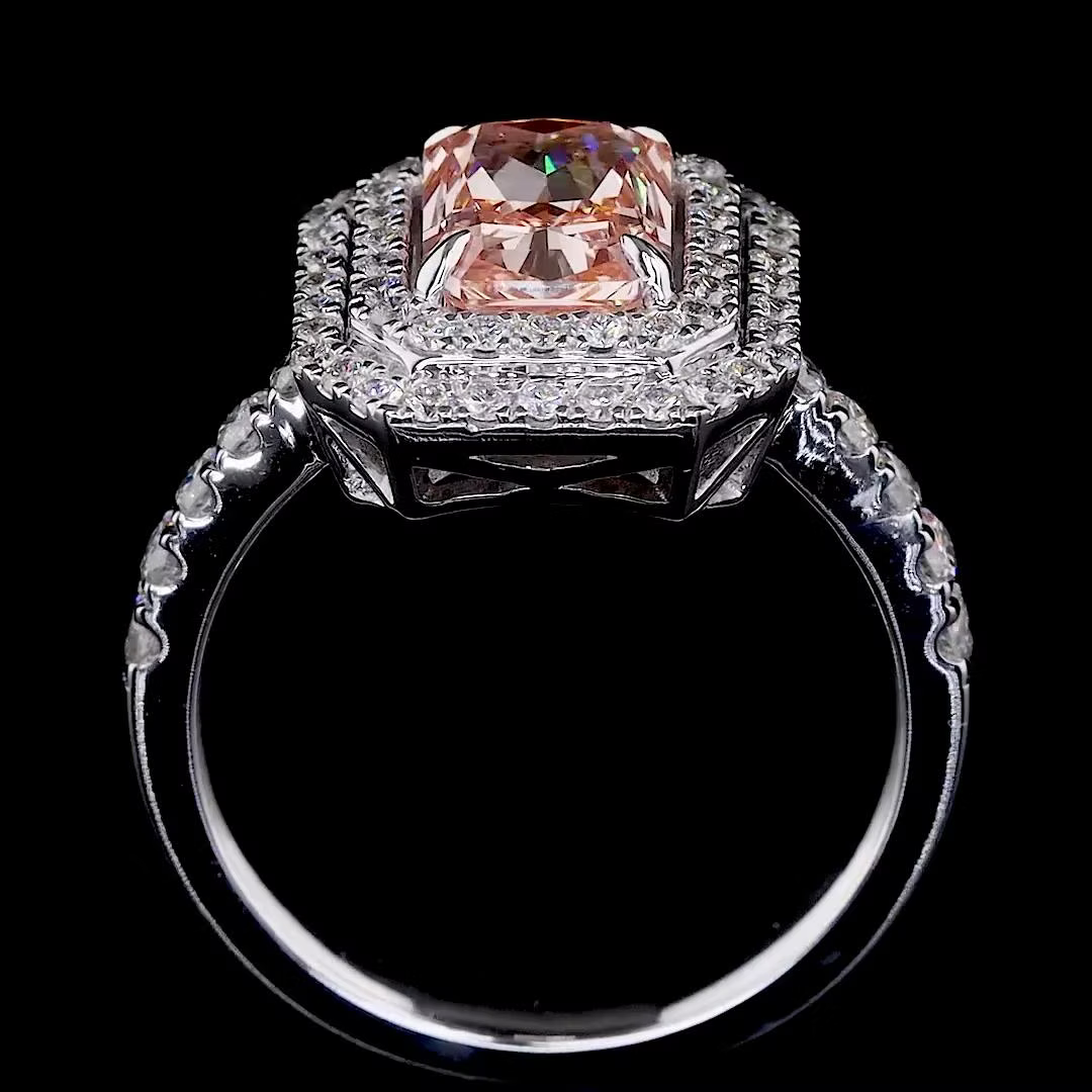 2.13 ct. Pink Lab Diamond Halo Ring
