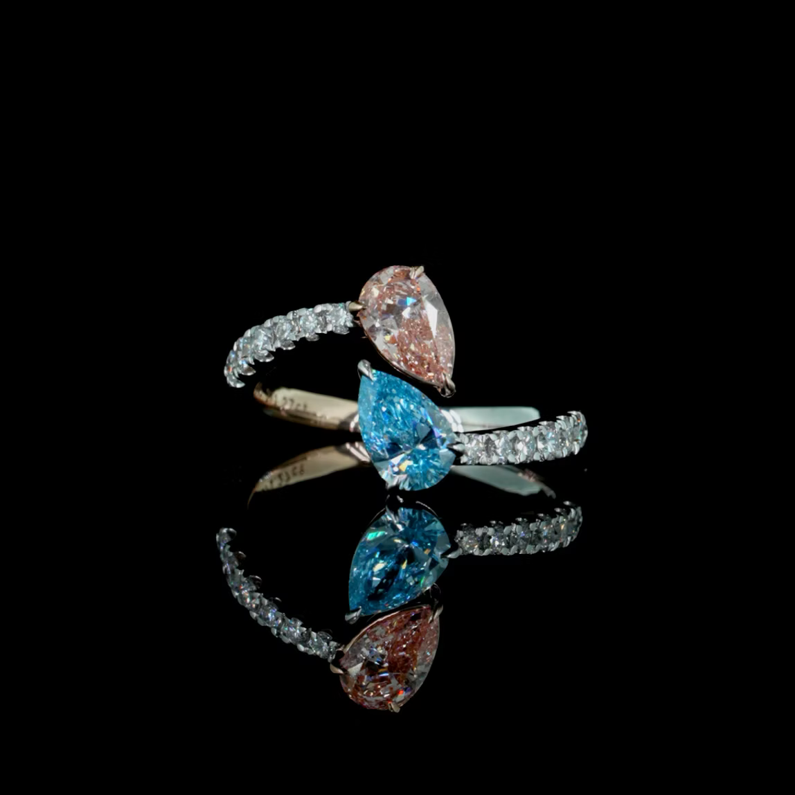 0.70 ct. Pink/Blue Lab Diamond 2-Piece Ring