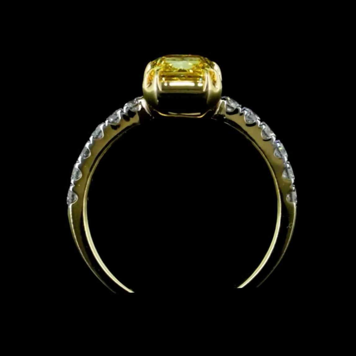 1.48 ct. Yellow Lab Diamond Solitaire(Pavé) Ring