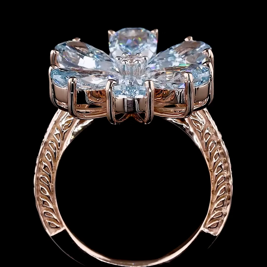 6.72 ct. Blue Lab Diamond 6-Piece Floral Ring