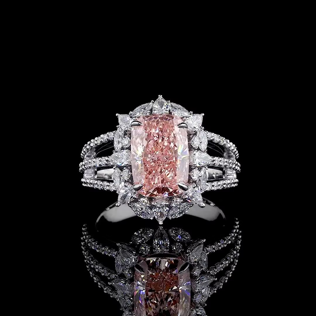 3.64 ct. Pink Lab Diamond Halo Ring