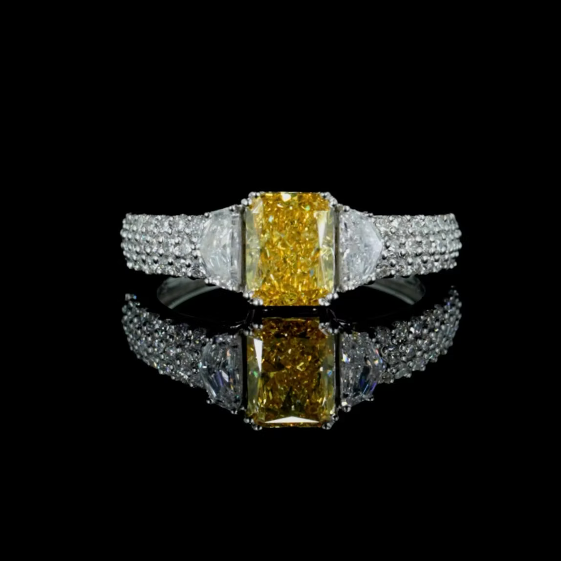 10.02 ct. Yellow Lab Diamond Side-Stone (Pavé) Ring