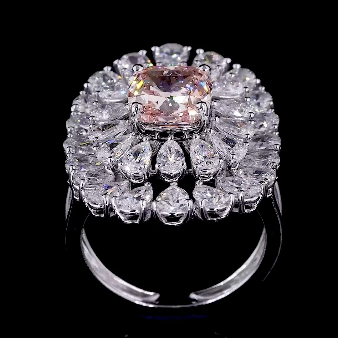 2.41 ct. Pink Cushion Lab Diamond Ring