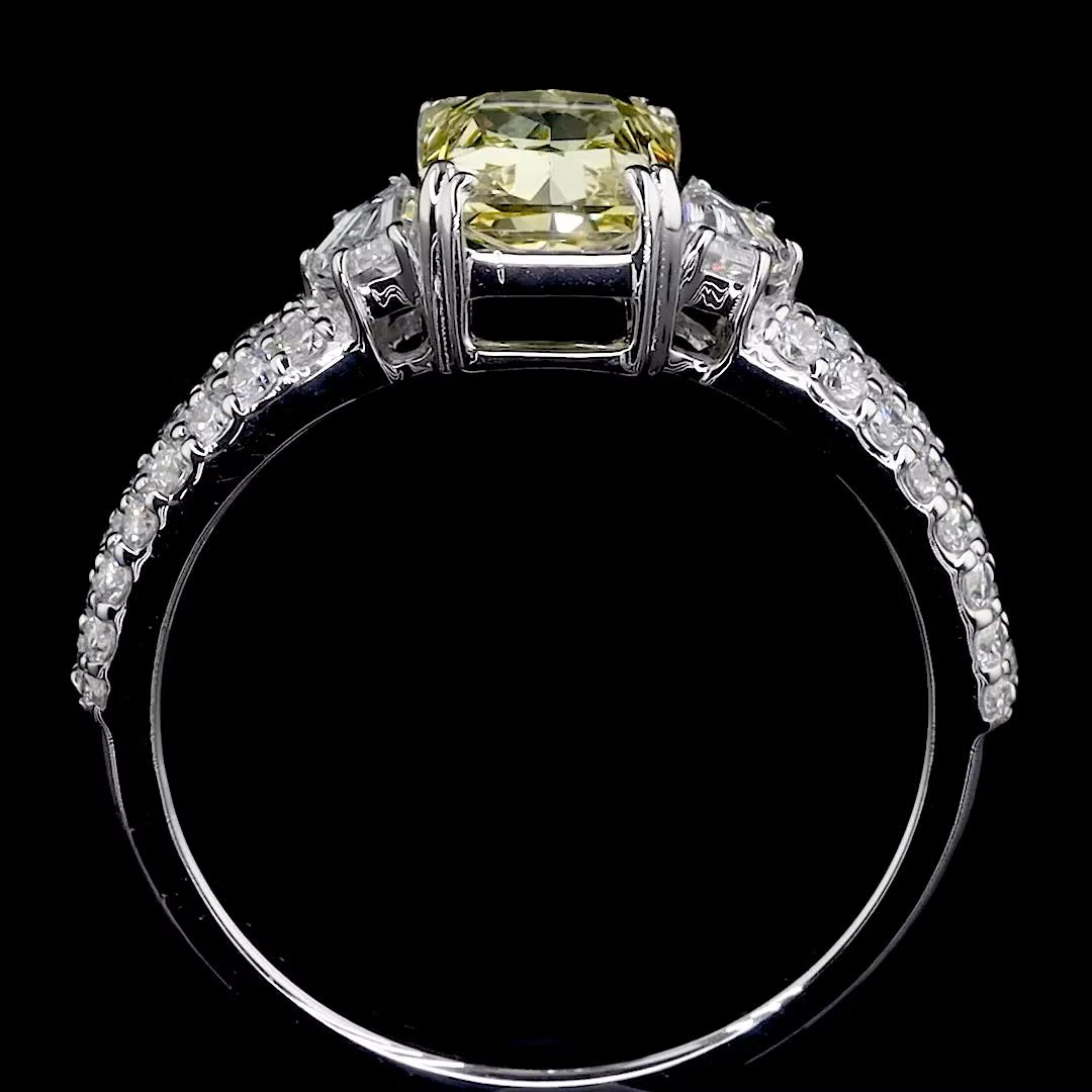 1.37 ct. Yellow Lab Diamond Side Stone(Pavé) Ring