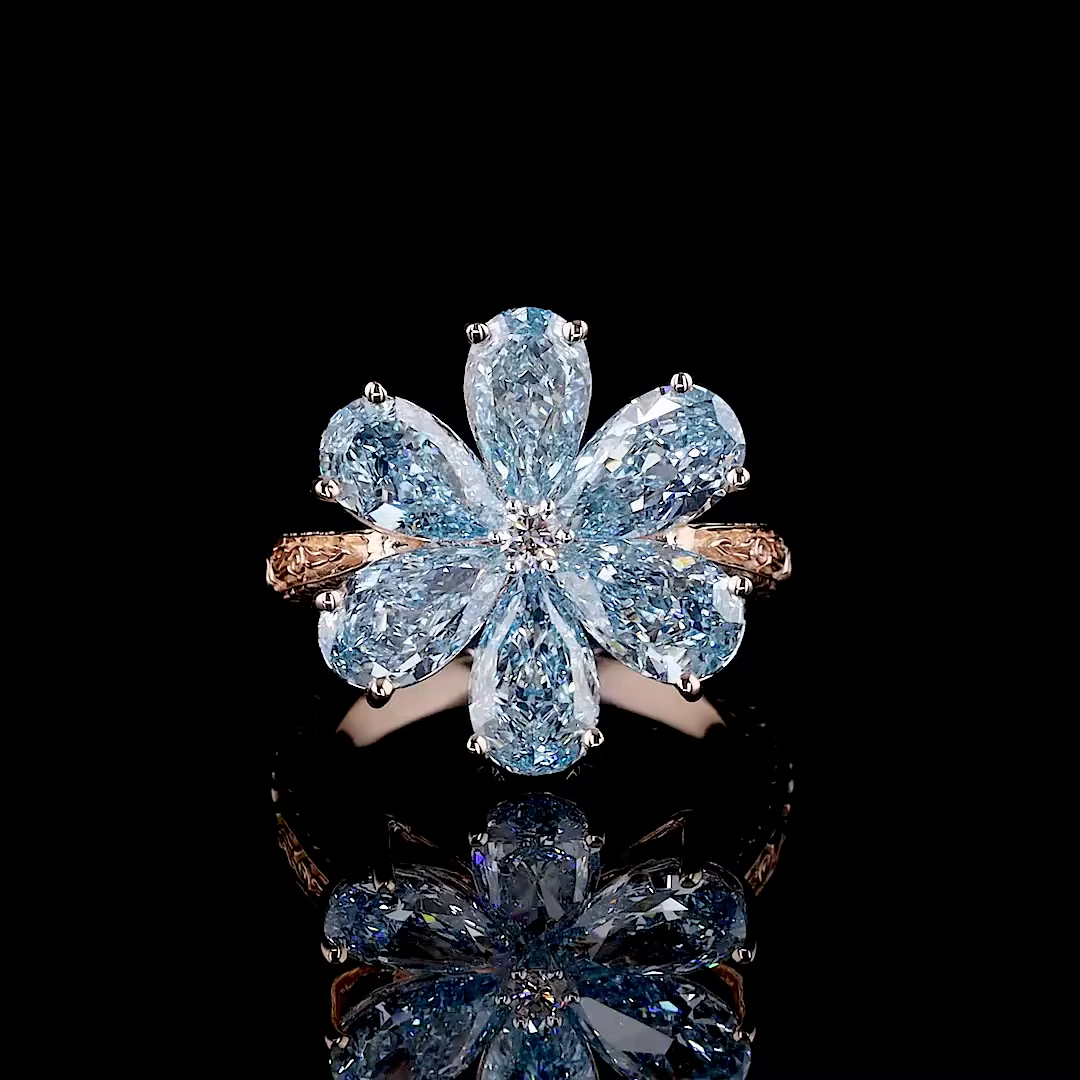 6.72 ct. Blue Lab Diamond 6-Piece Floral Ring