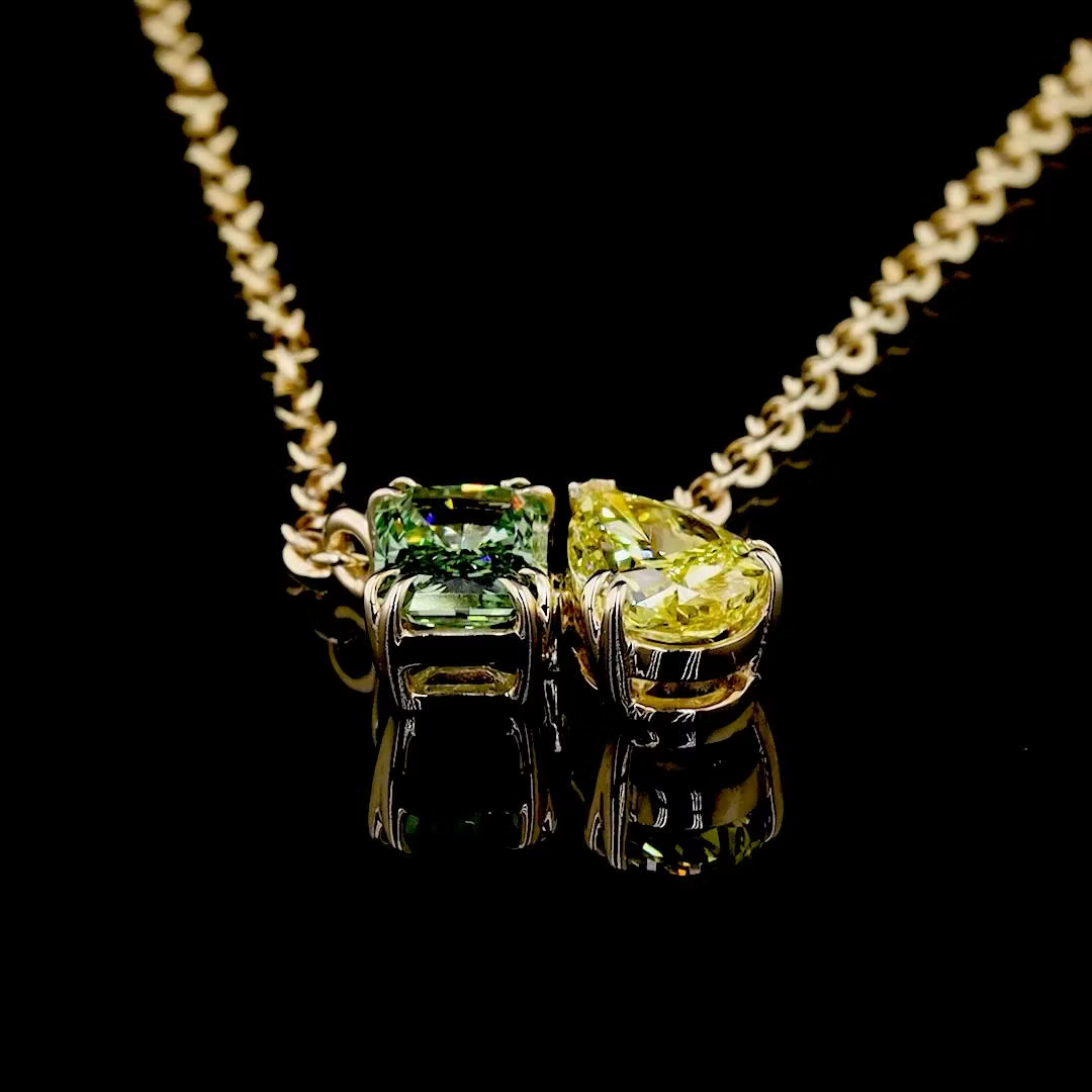 1.64 ct. Green/Yellow Lab Diamond 2-Piece Pendant
