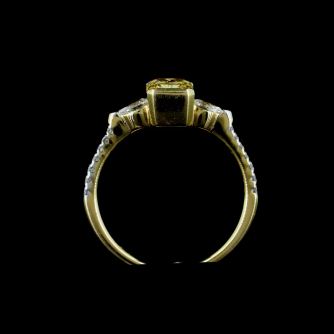 1.32 ct. Yellow Lab Diamond Side-Stone (Pavé) Ring
