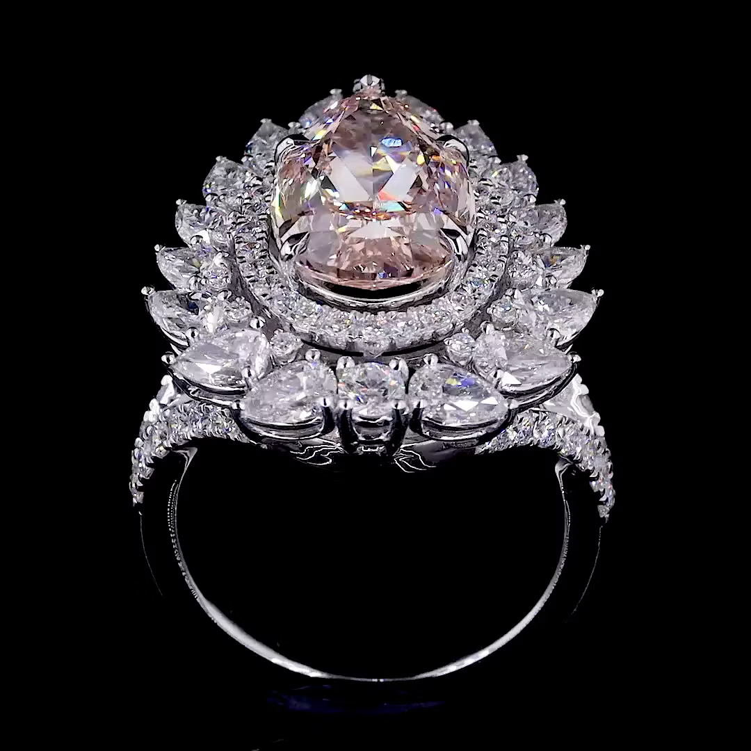 5.01 ct. Pink Lab Diamond Halo Ring