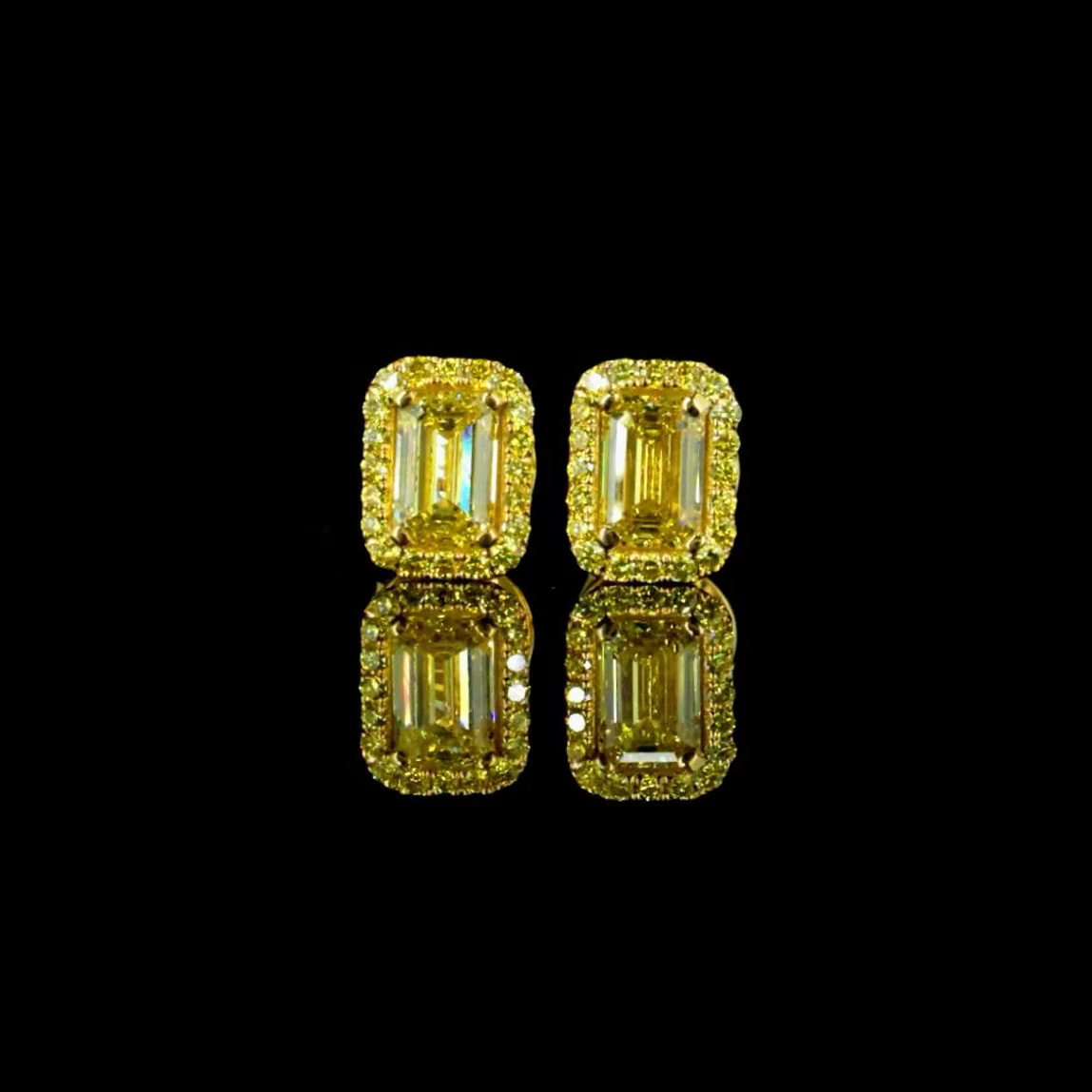 1.49 ct. Yellow Lab Diamond Halo Stud Earrings