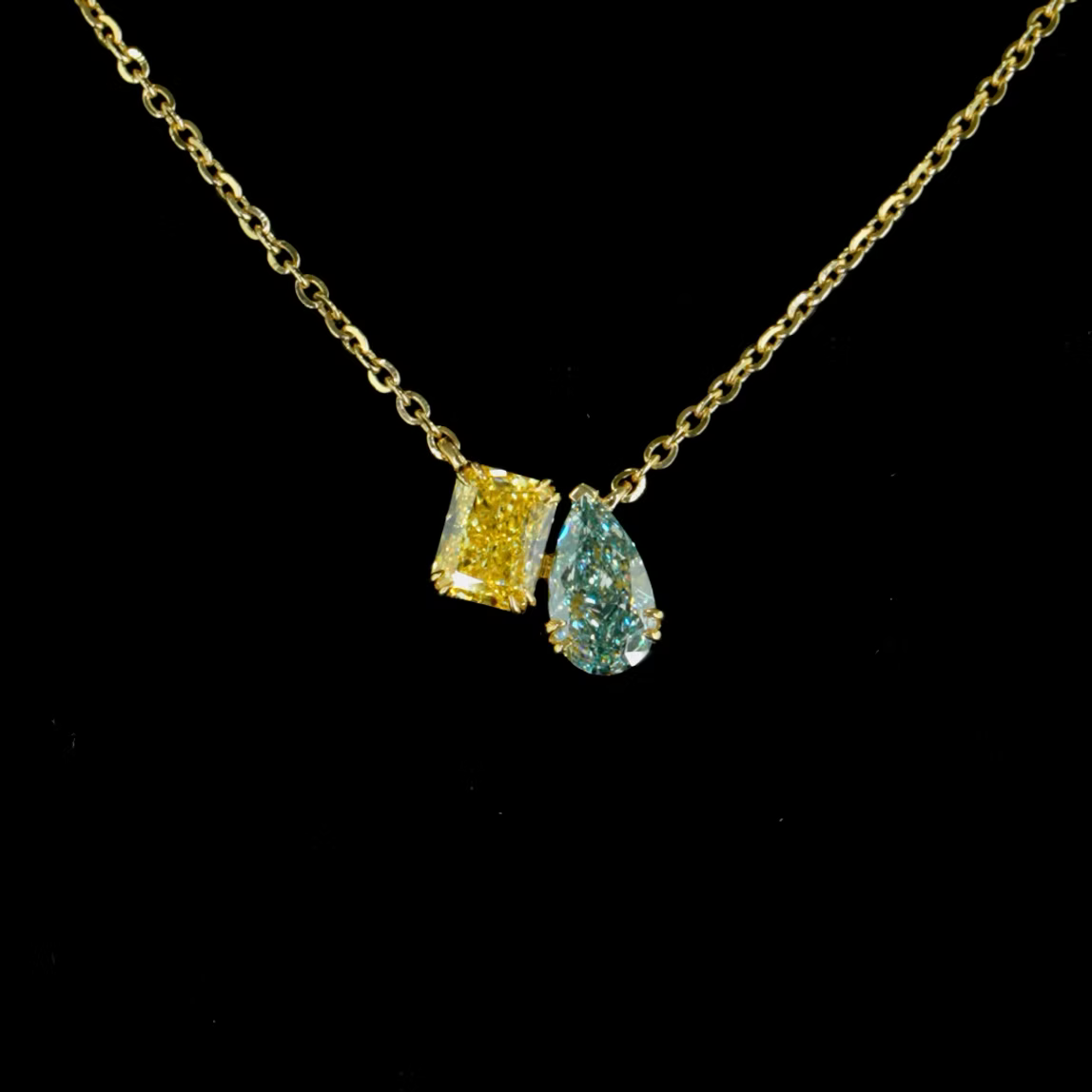 2.08 ct. Blue/Yellow Lab Diamond 2-Piece Pendant