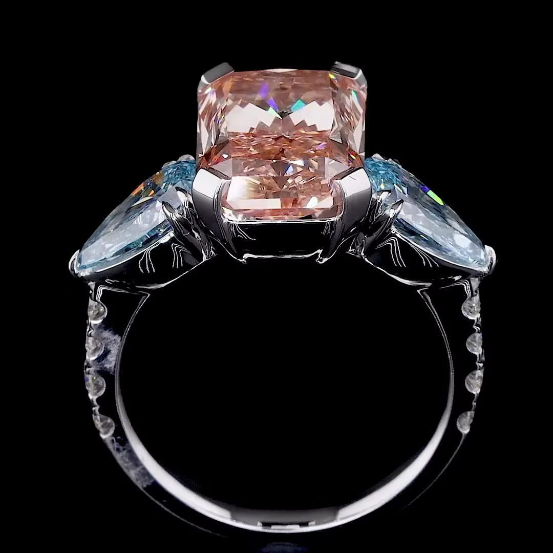 7 ct Pink Lab Diamond 3-Piece Ring