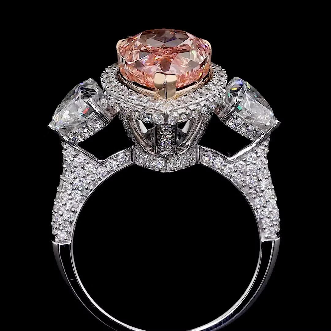 4.02 ct. Pink Lab Diamond Side Stone Ring