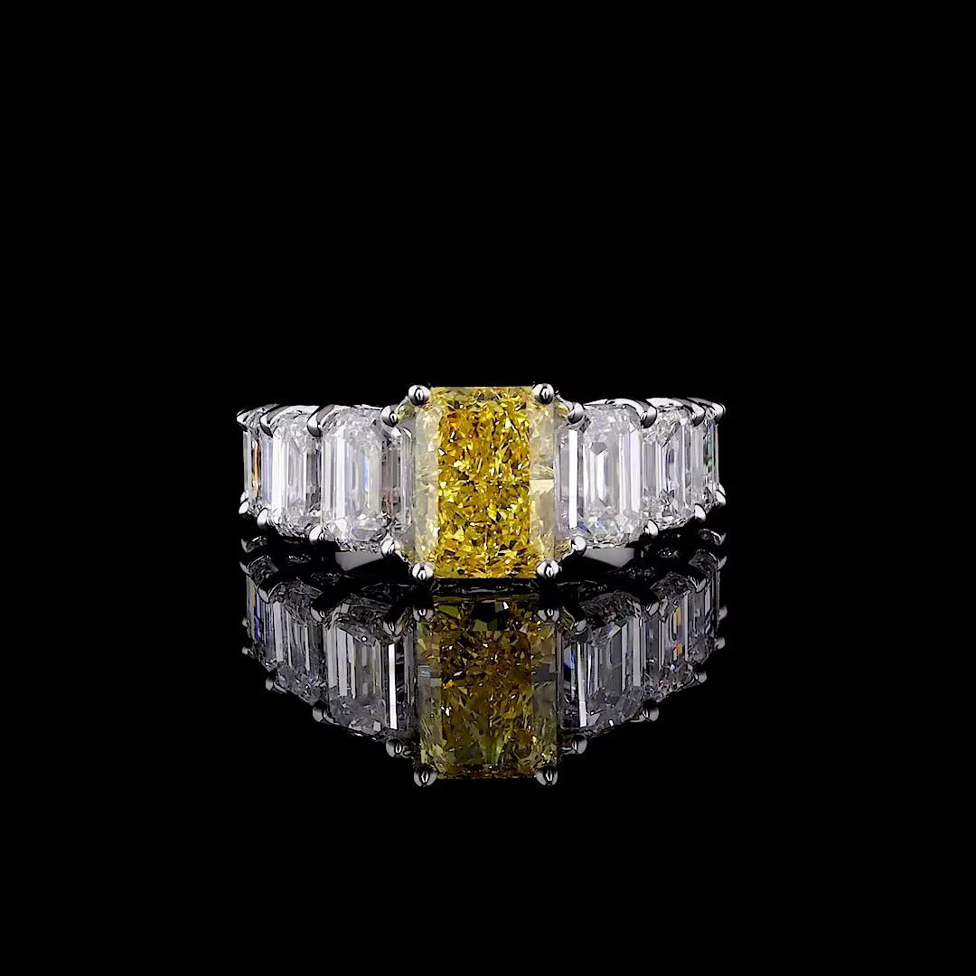 2.72 ct. Yellow Lab Diamond Side Stone Ring