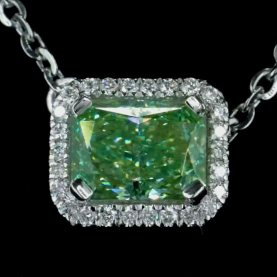 1.29 ct. Green Lab Diamond Halo Pendant