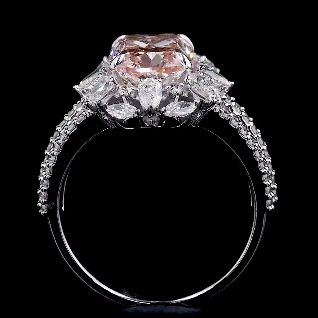 3.64 ct. Pink Lab Diamond Halo Ring