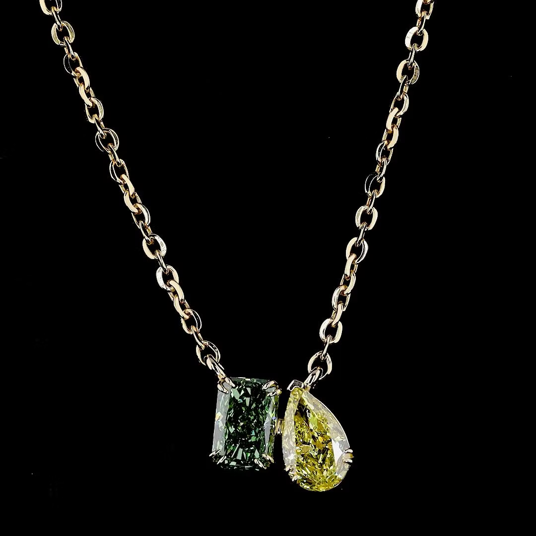 1.64 ct. Green/Yellow Lab Diamond 2-Piece Pendant