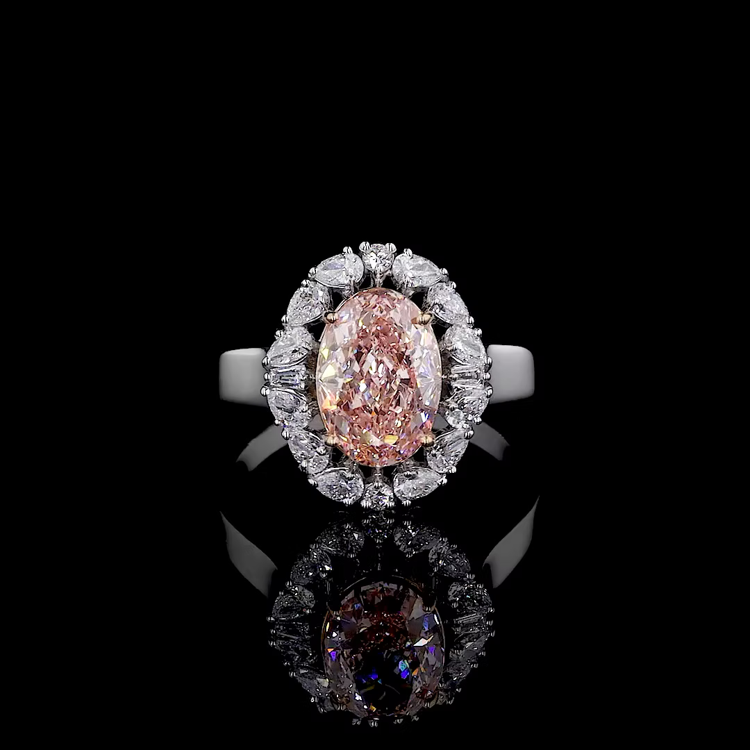 2.58 ct. Pink Lab Diamond Halo Ring