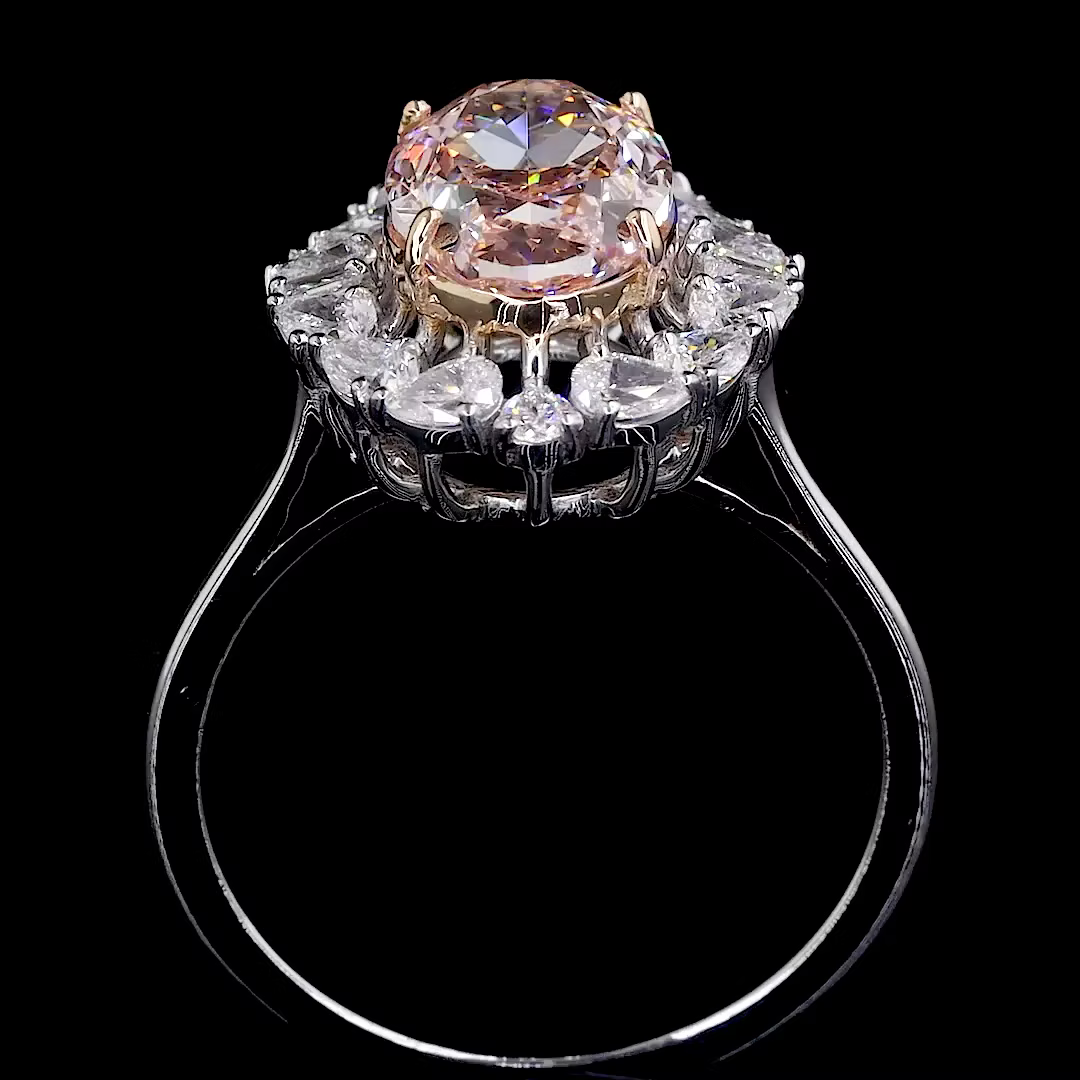 2.58 ct. Pink Lab Diamond Halo Ring