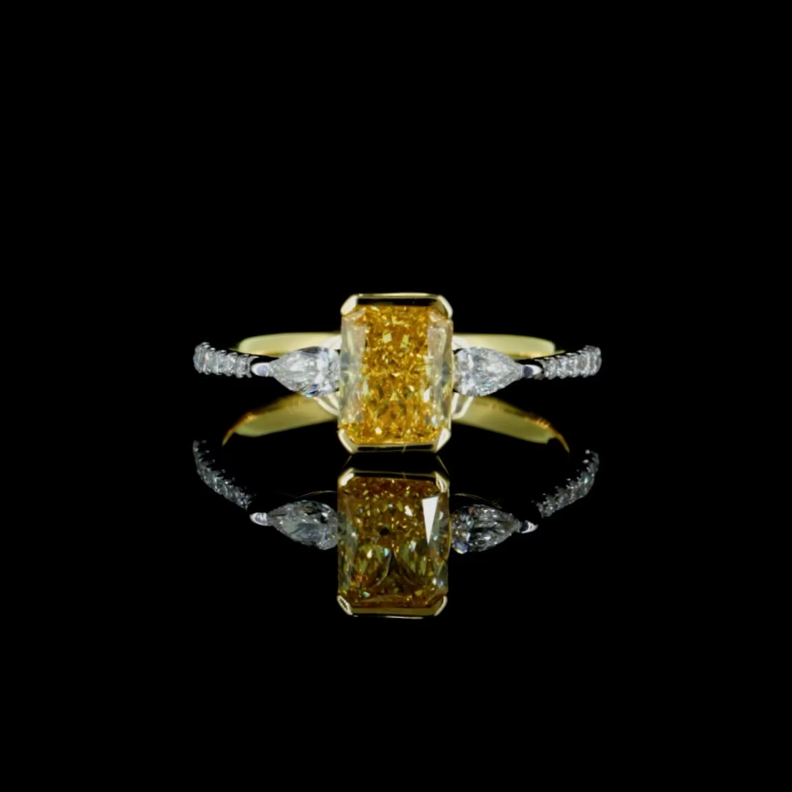 1.32 ct. Yellow Lab Diamond Side-Stone (Pavé) Ring