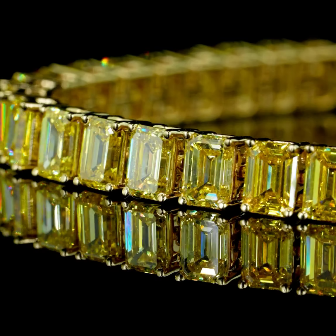20 ct. Yellow Emerald Cut Lab Diamond Tennis Bracelet