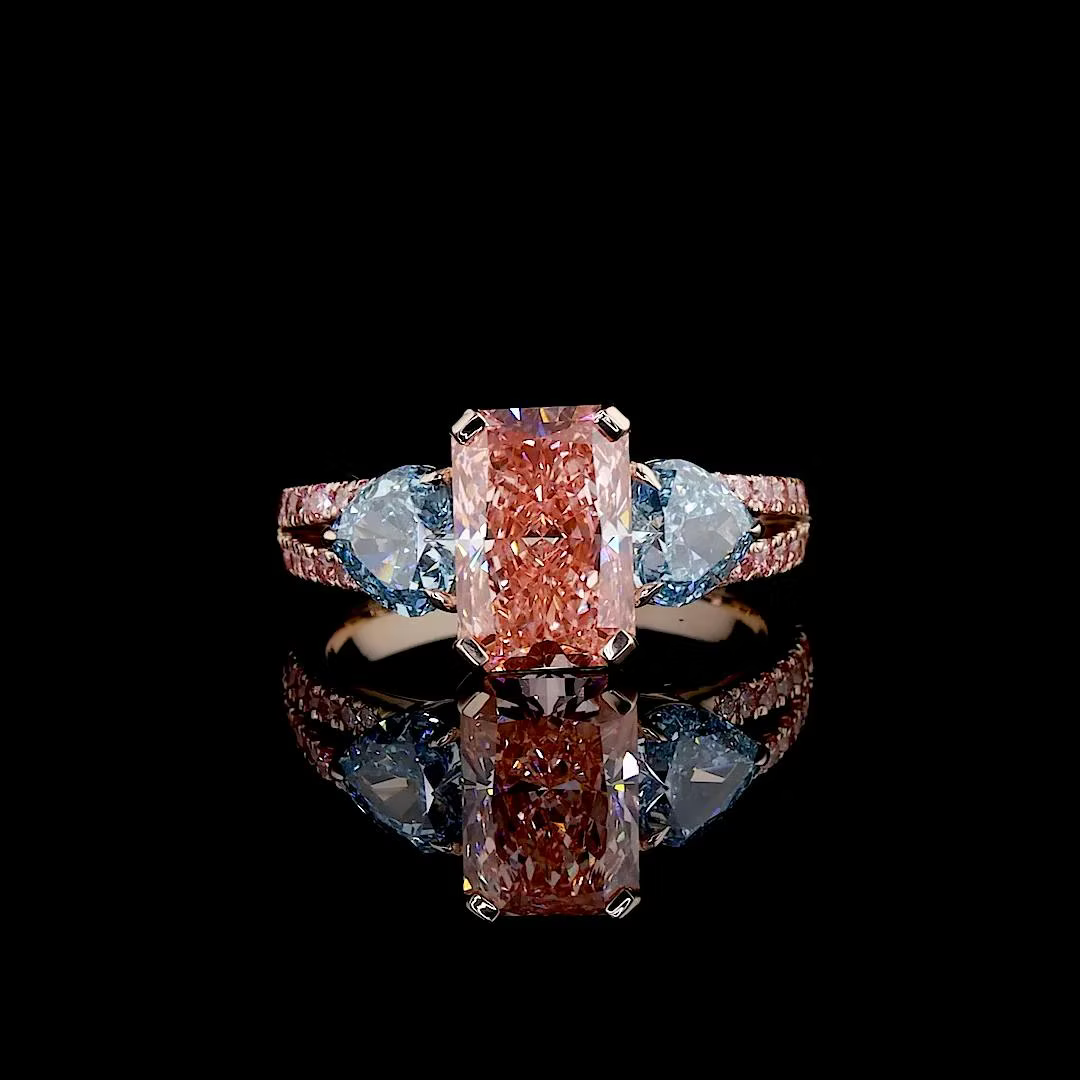 3.08 ct. Pink Lab Diamond 3-Piece Ring