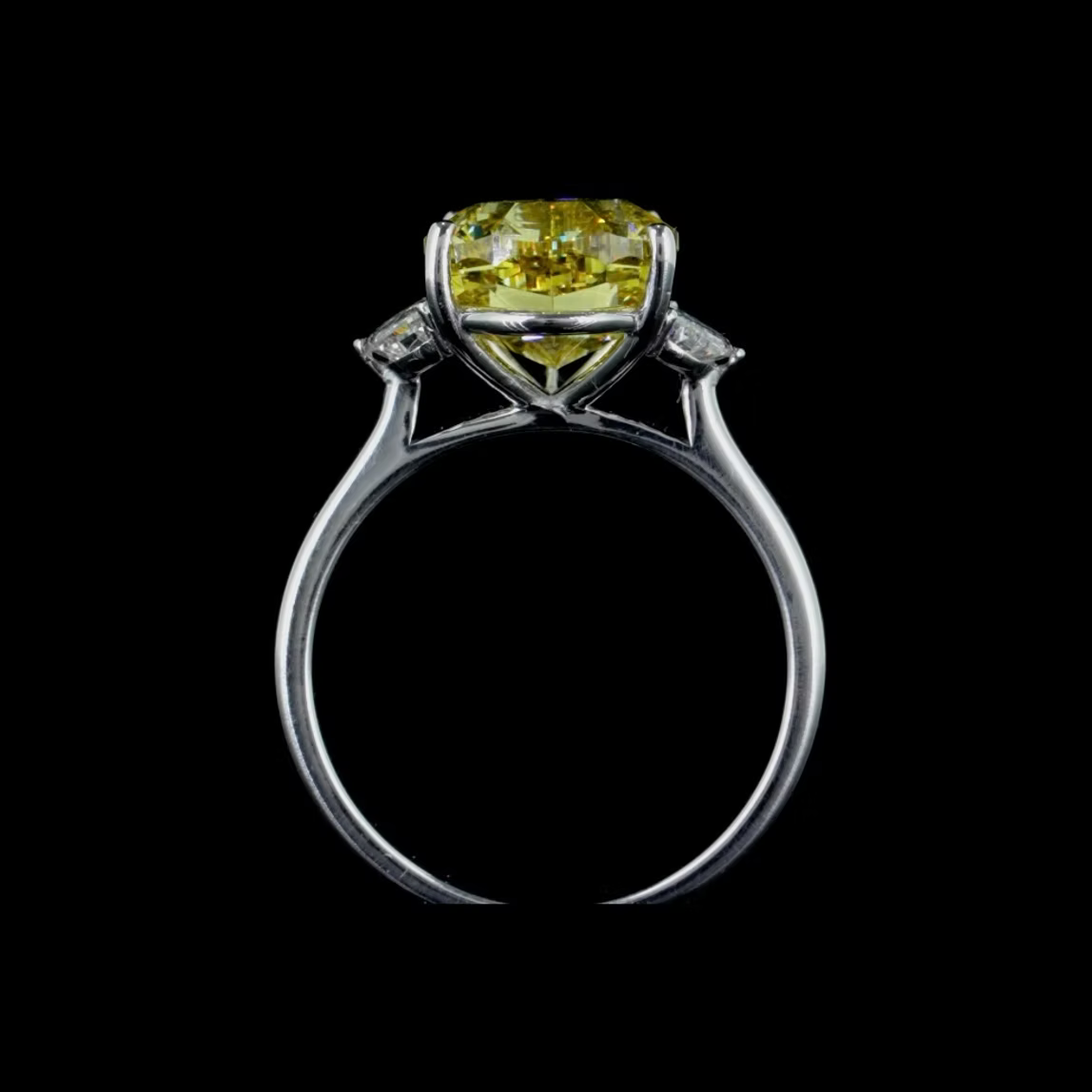 6.02 ct. Yellow Lab Diamond Side Stone Ring